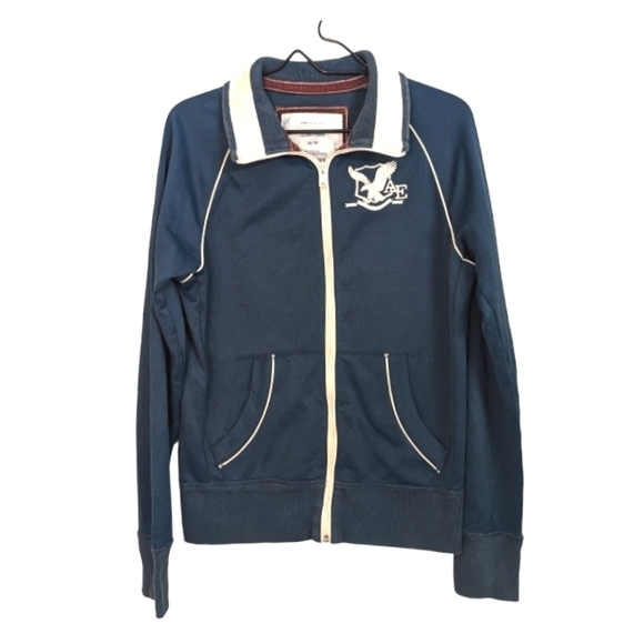 American Eagle Outfitters Men Vintage Retro Fit Dark Blue Sweatshirt Full Zip S - Picture 1 of 11